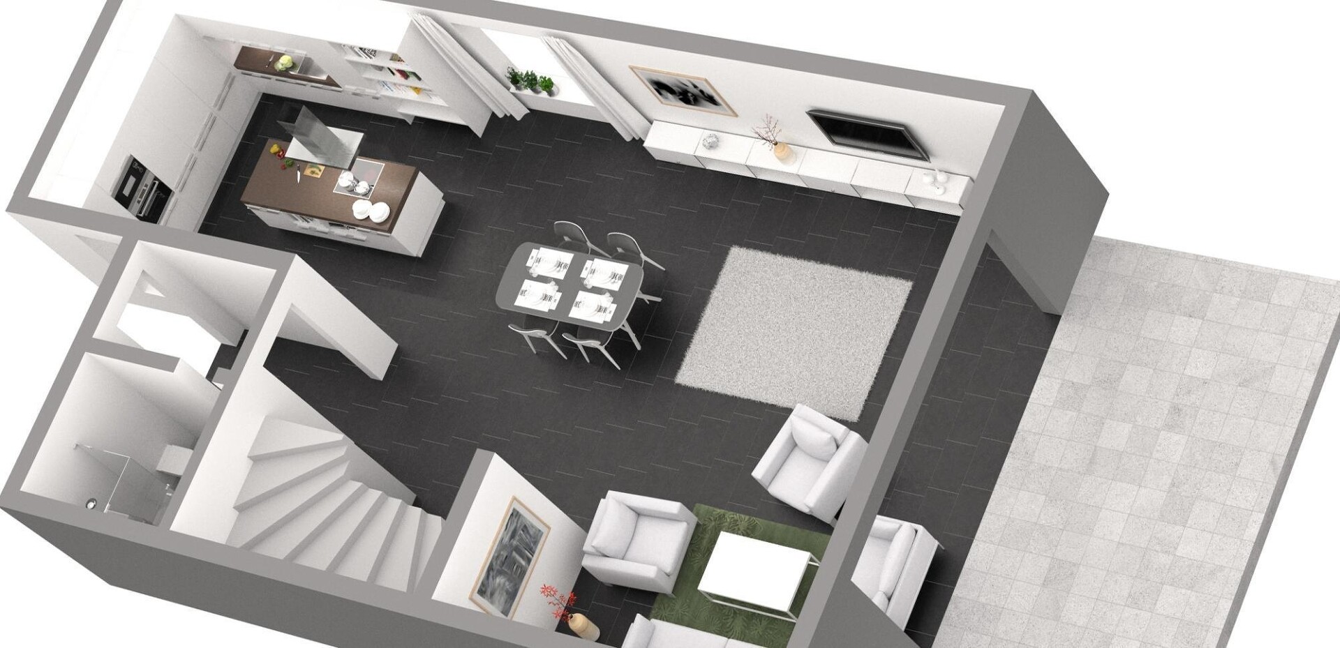 Dabei entsteht hier ohne Zwischenwand ganz viel Platz für Gemeinsamkeit ...